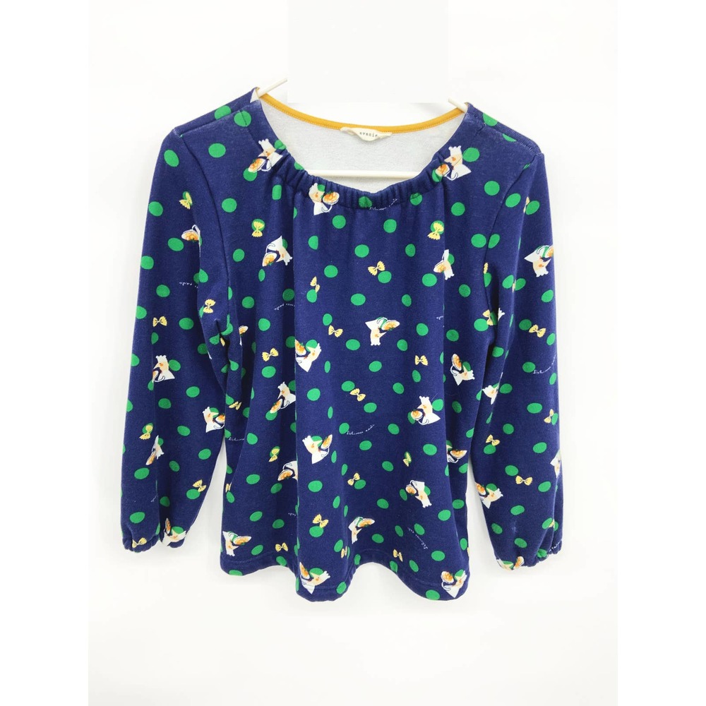 Evenie Blue Pasta Chef Printed Jersey Long Sleeve Elastic Cuff S